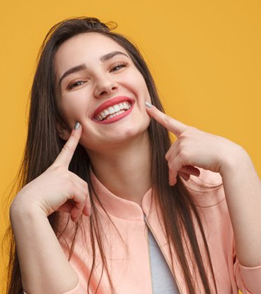 Lady shows off pretty smile